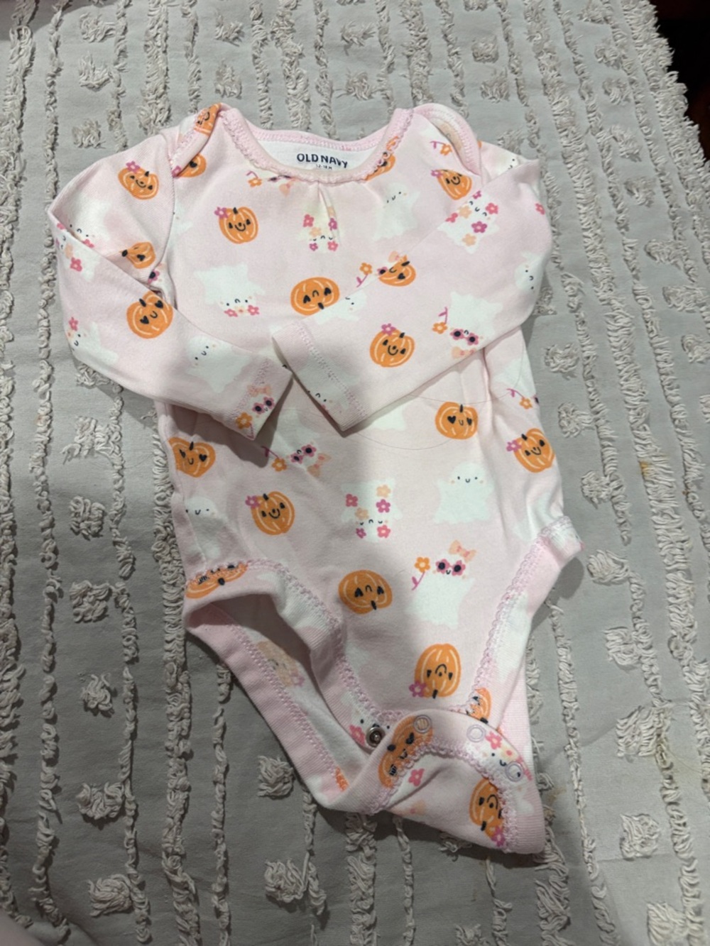 Old Navy Light Pink Pumpkin & Ghost Long-Sleeve Baby Bodysuit